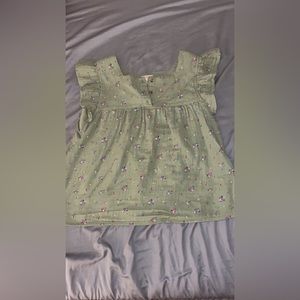 Floral light green top for spring or summer
